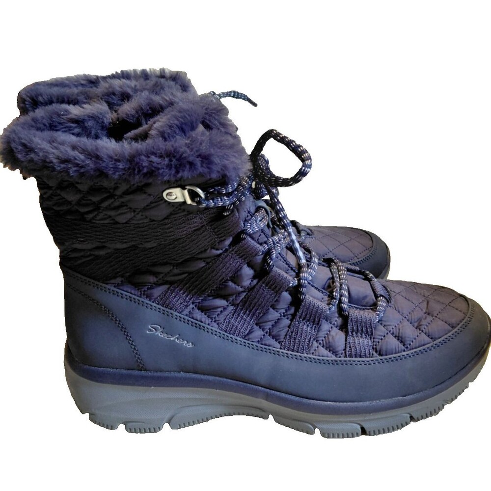 Sketchers Relaxed Fit Navy Quilted Boots Womens 10 M Excellent